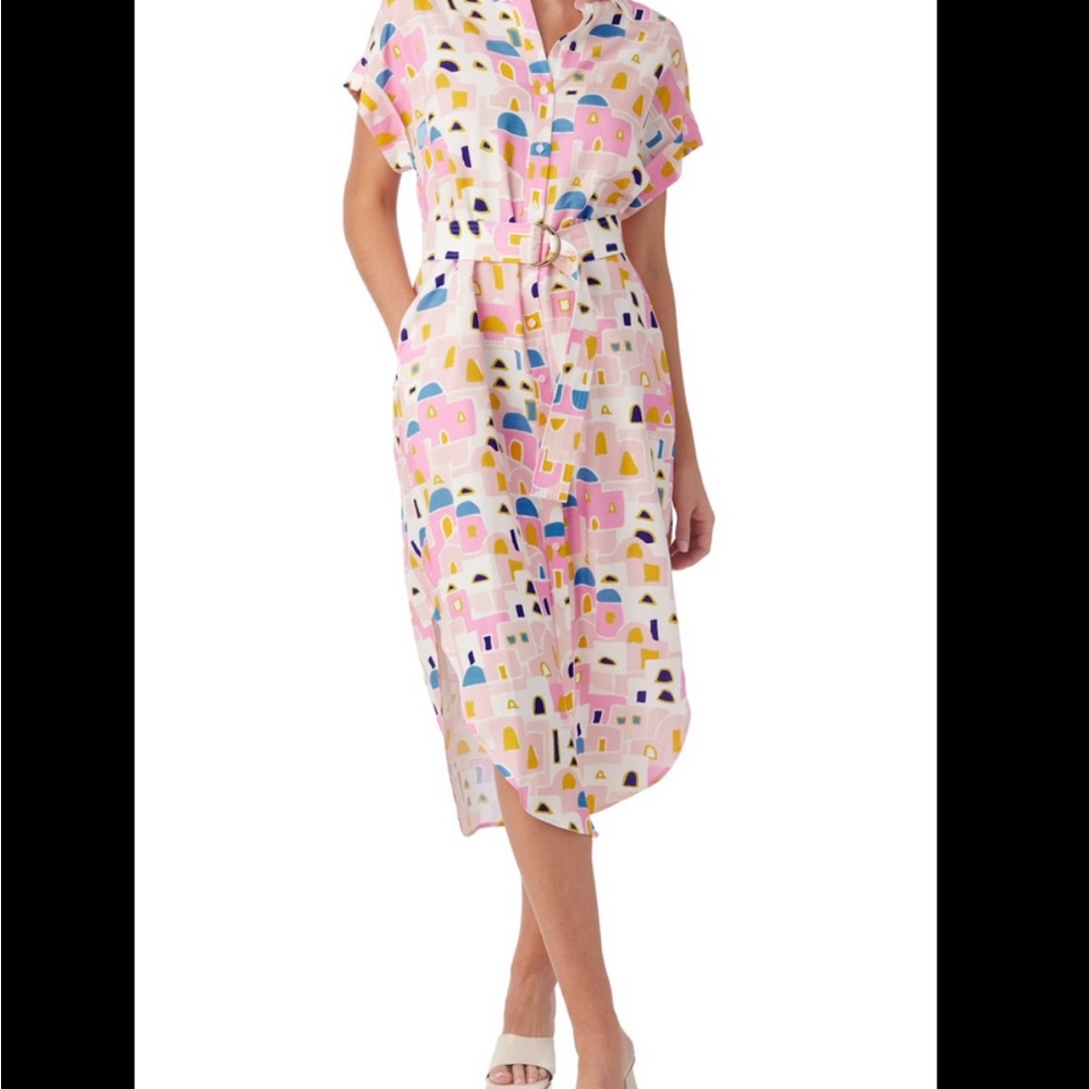 CROSBY by Mollie Burch Pink and Yellow Polo Midi Dress
